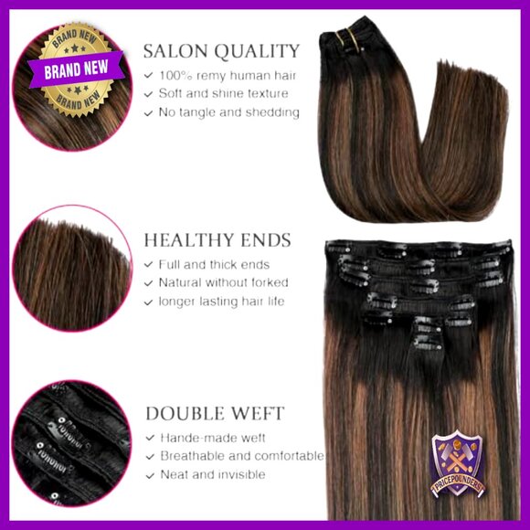 Remy Human Hair Clip-In Extensions 16 Inches 120g 7 Pieces
